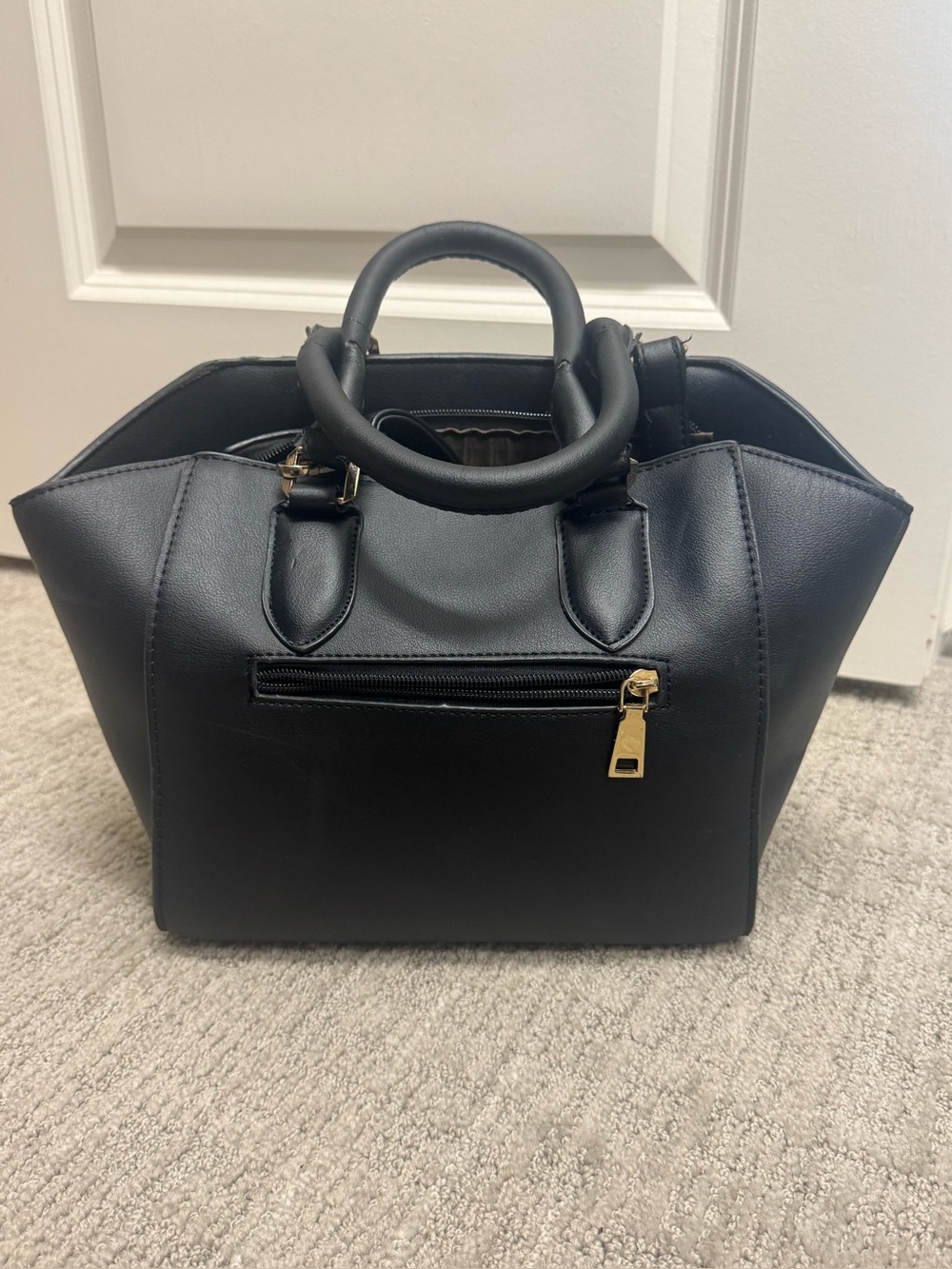 Women’s Black Structured Top-Handle Bag - Classic Everyday Tote
